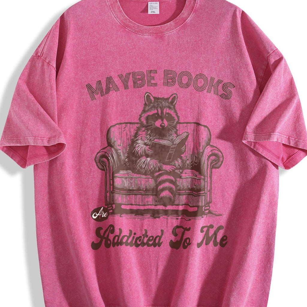 Raccoon Reading Book 90s Vintage Washed T-Shirt product image 7