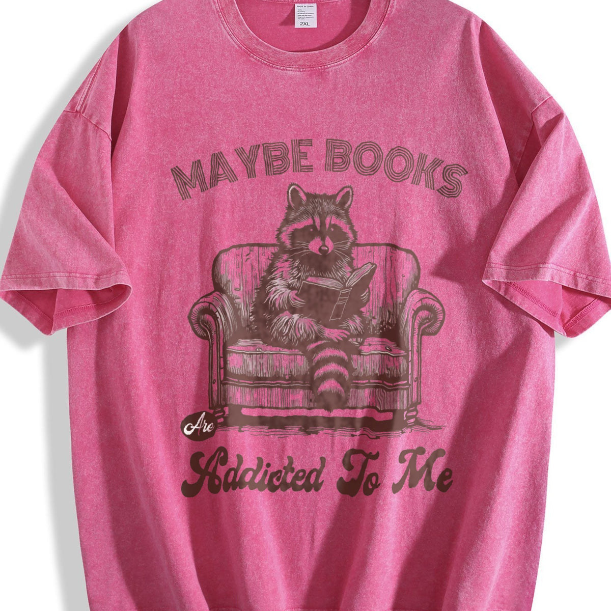 Raccoon Reading Book 90s Vintage Washed T-Shirt product image 7