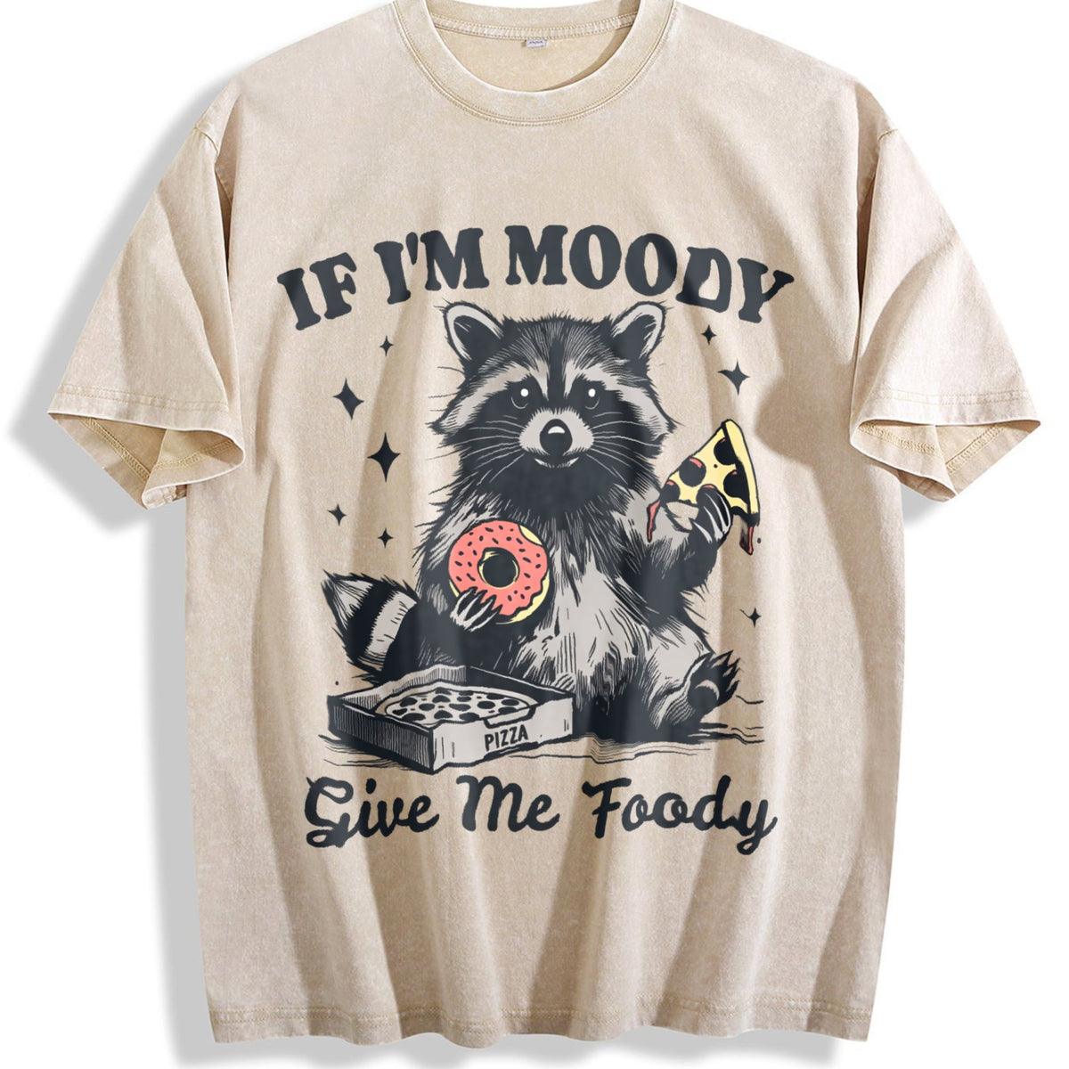 Raccoon If I'm Moody Give Me Foody Vintage Washed T-Shirt product image 1