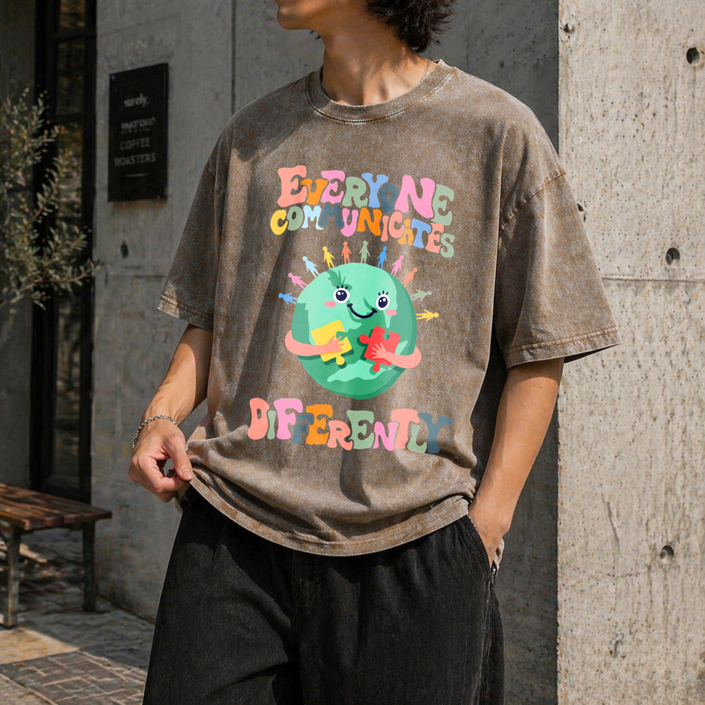Everyone Communicates Differently Vintage Washed T-Shirt product image 10