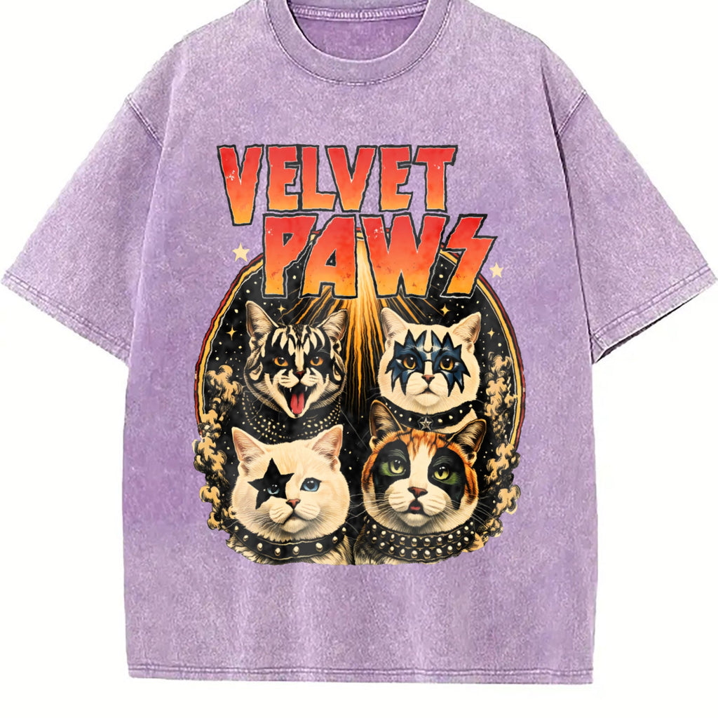 Velvet Pawz Cat Rock Band Vintage Washed T-Shirt product image 6