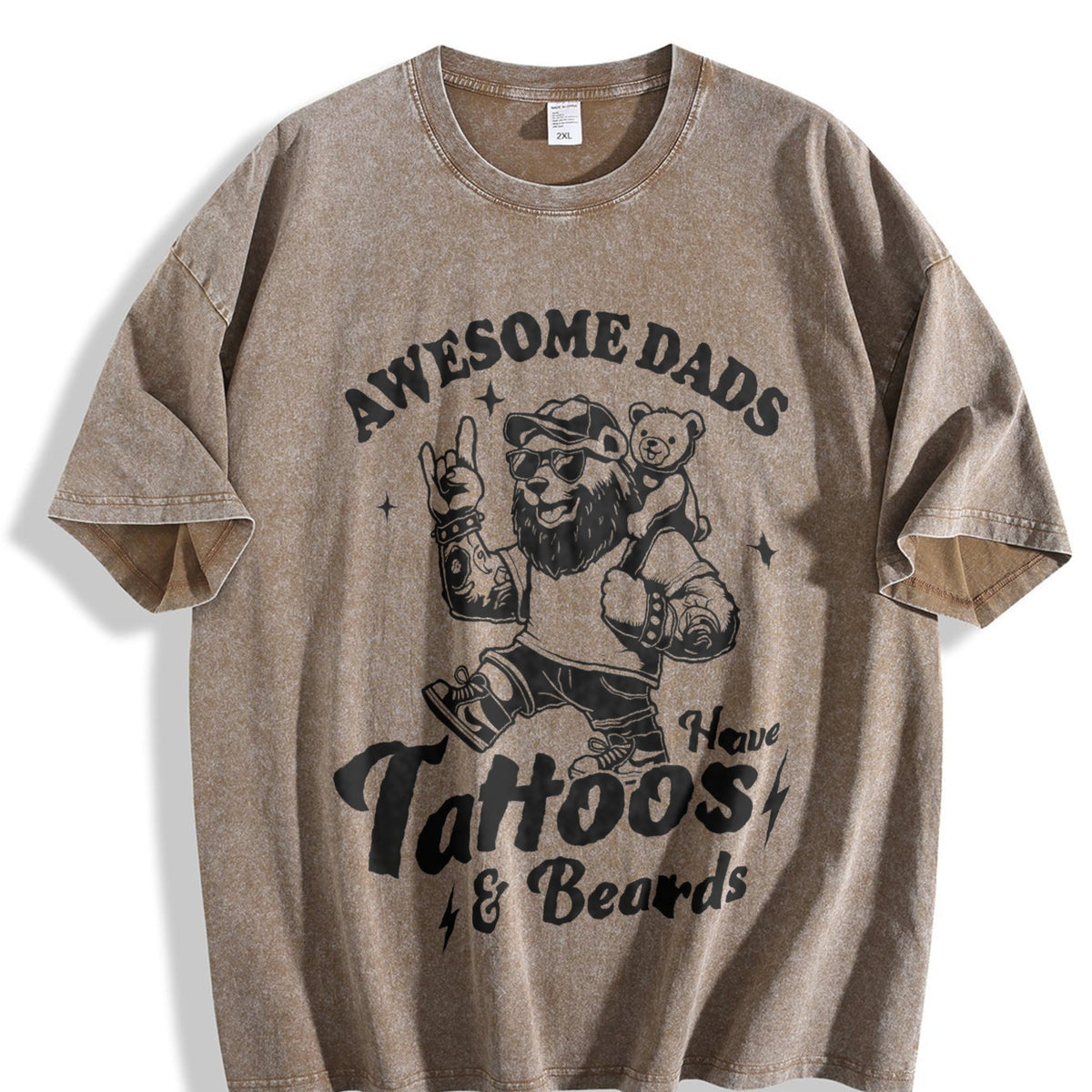 Awesome Dad Have Tattoos And Beards Vintage Washed T-Shirt product image 3