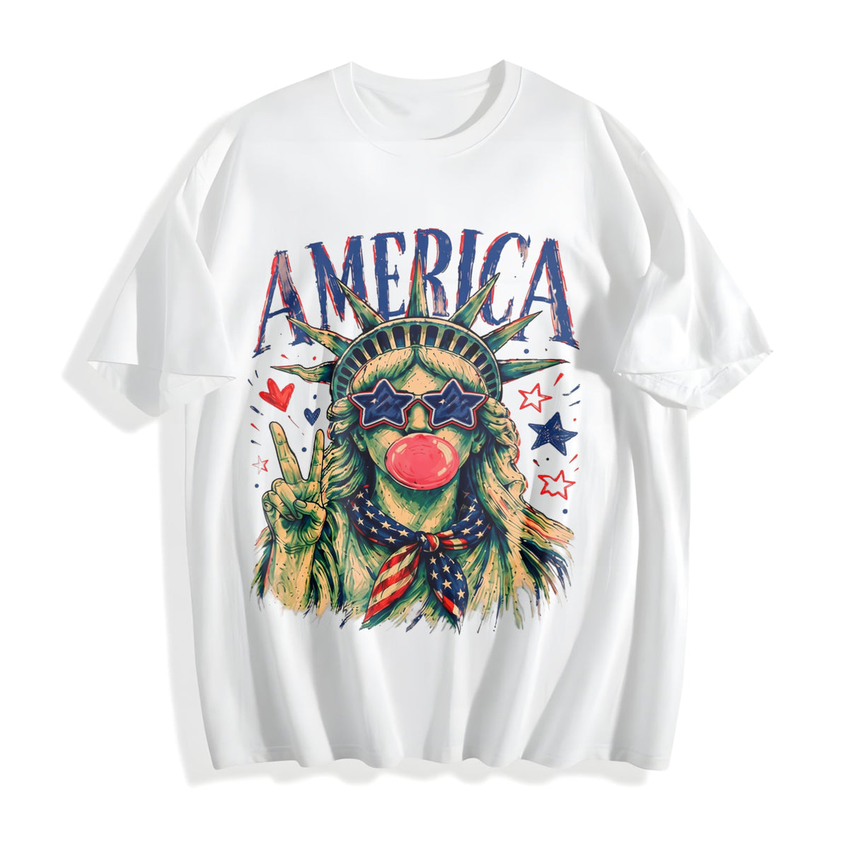 Preppy Statue Of Liberty Blowing Bubble Gum Cotton T-Shirt product image 2