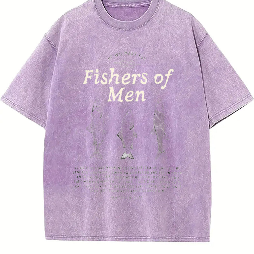 Fishers Of - Matthew 4:19 Jesus Vintage Washed T-Shirt product image 6