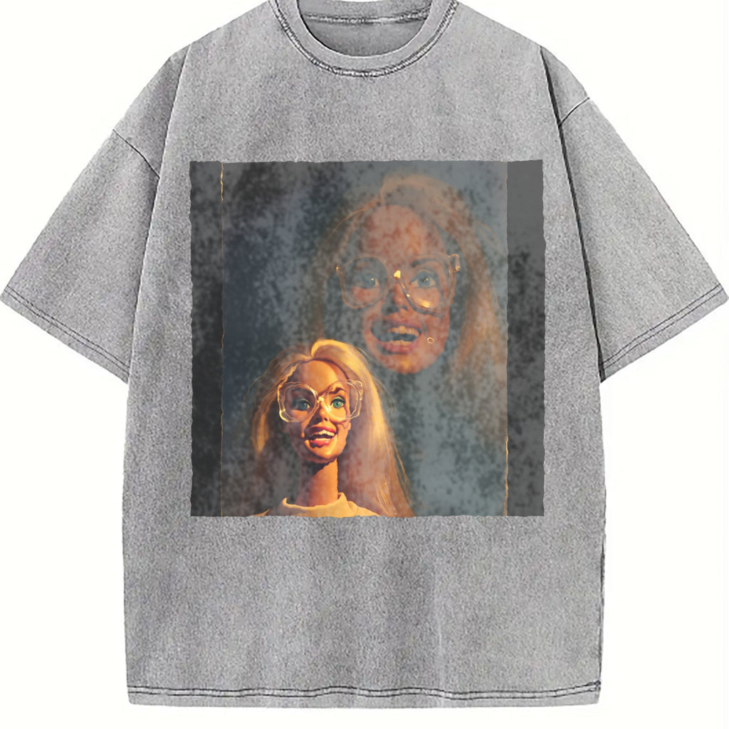 Laughing Doll Double Portrait Vintage Washed T-Shirt product image 5