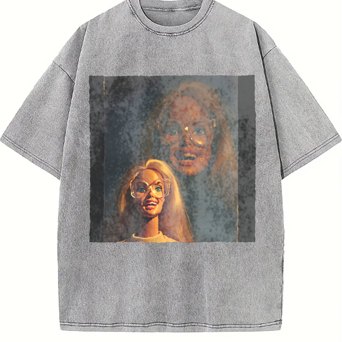 Laughing Doll Double Portrait Vintage Washed T-Shirt product image 5