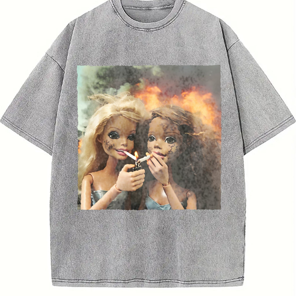 Doll Duo with Flames Vintage Washed T-Shirt product image 5