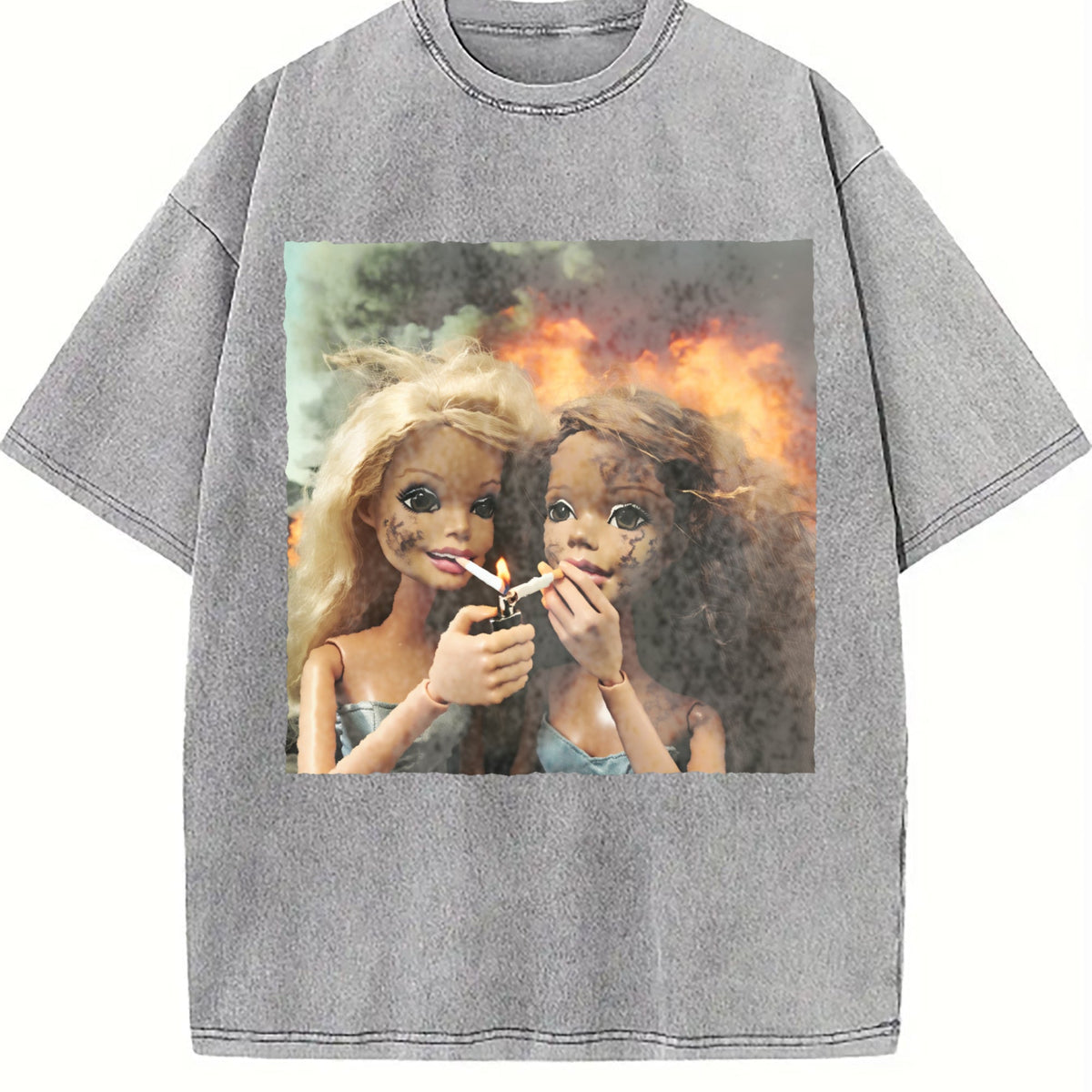 Doll Duo with Flames Vintage Washed T-Shirt product image 5