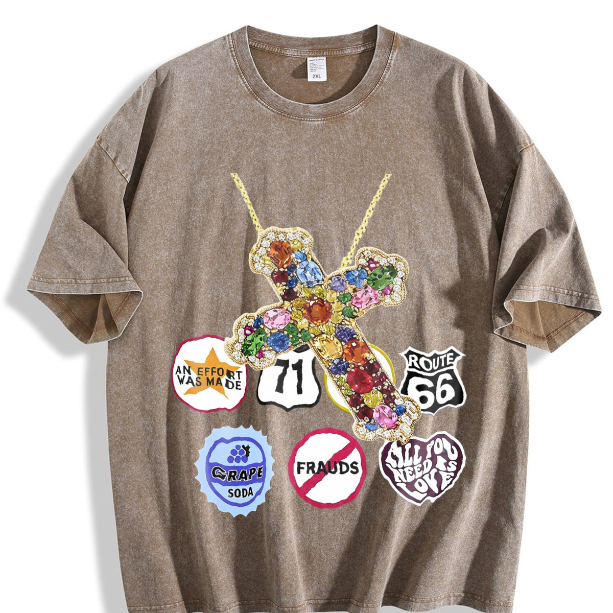Jewel Cross & Cropped Vintage Washed T-Shirt product image 3