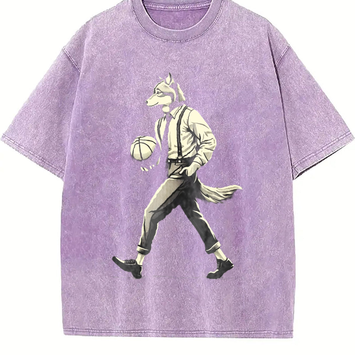 Wolf Man Basketball 90s Vintage Washed T-Shirt product image 6