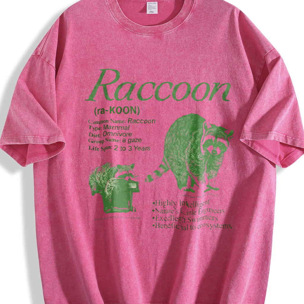 Raccoon Infographic Vintage Washed T-Shirt product image 7