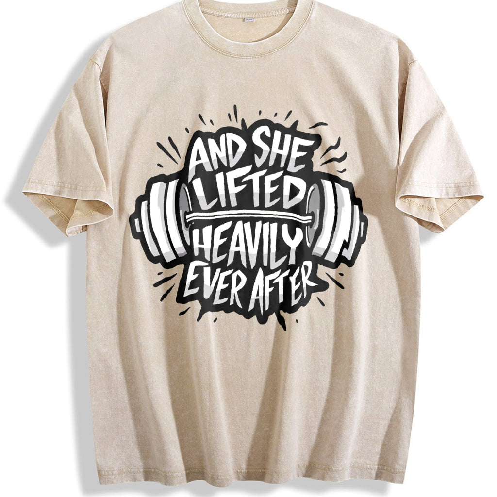 She Lifted Heavily Ever After Barbell Motivation Vintage product image 1