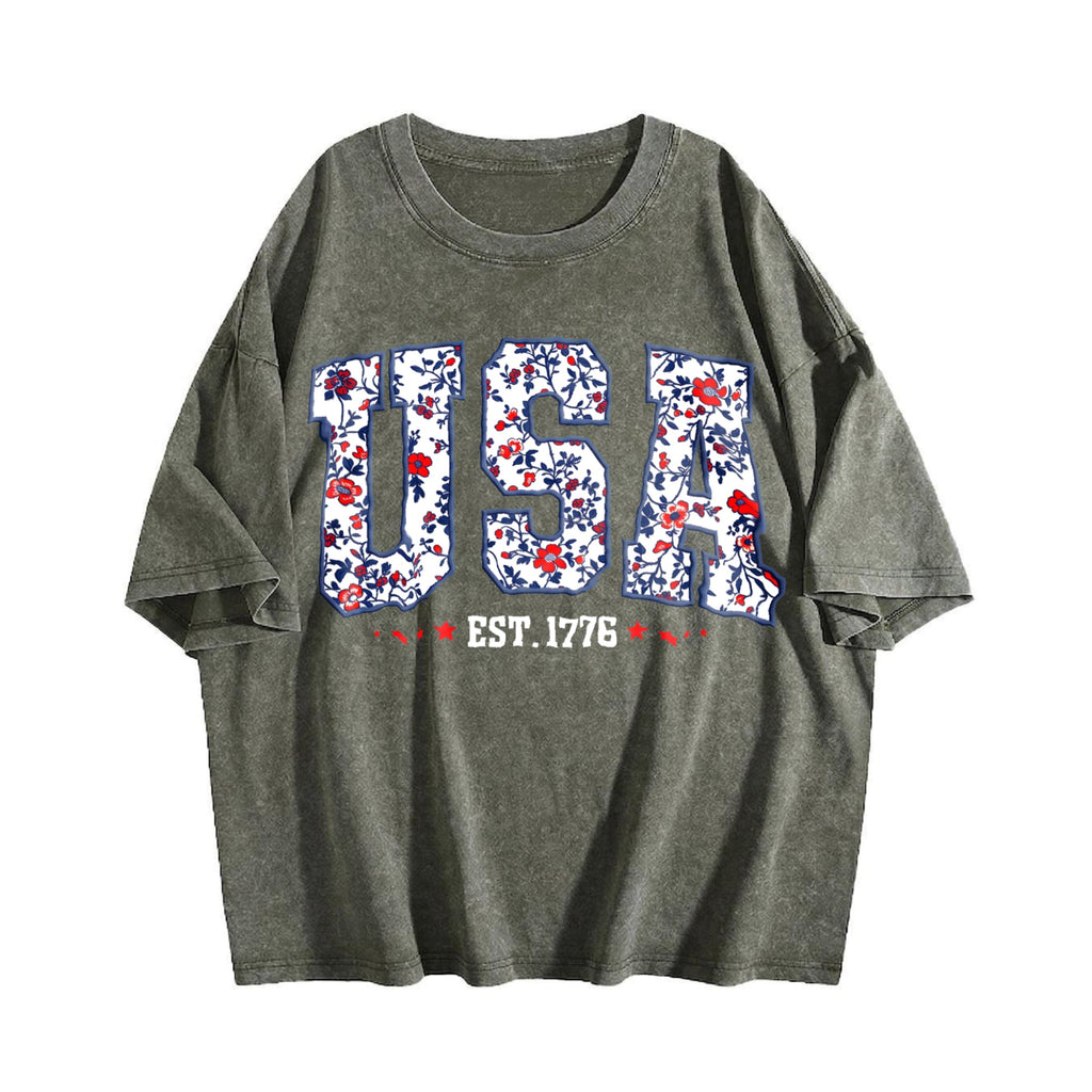 Floral USA Vintage Washed T-Shirt product image 4