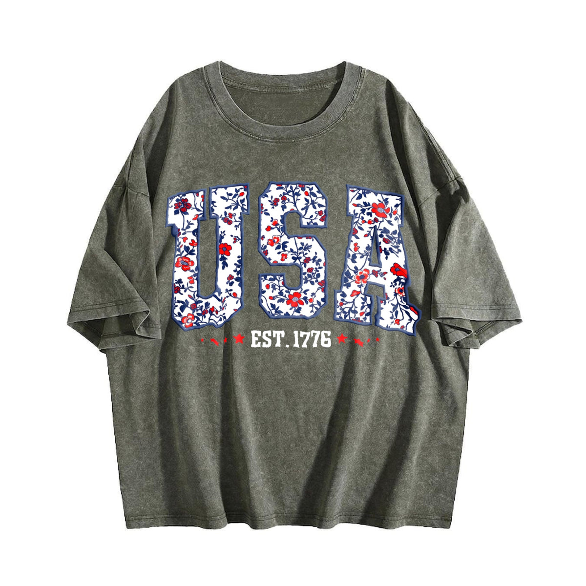Floral USA Vintage Washed T-Shirt product image 4