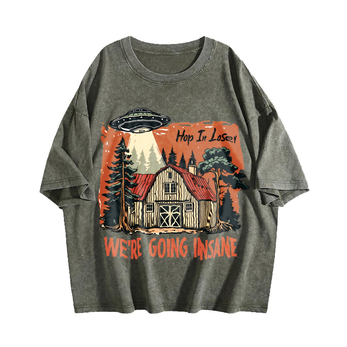 UFO Get In Loser We're Going Insane Y2K Vintage Washed product image 4