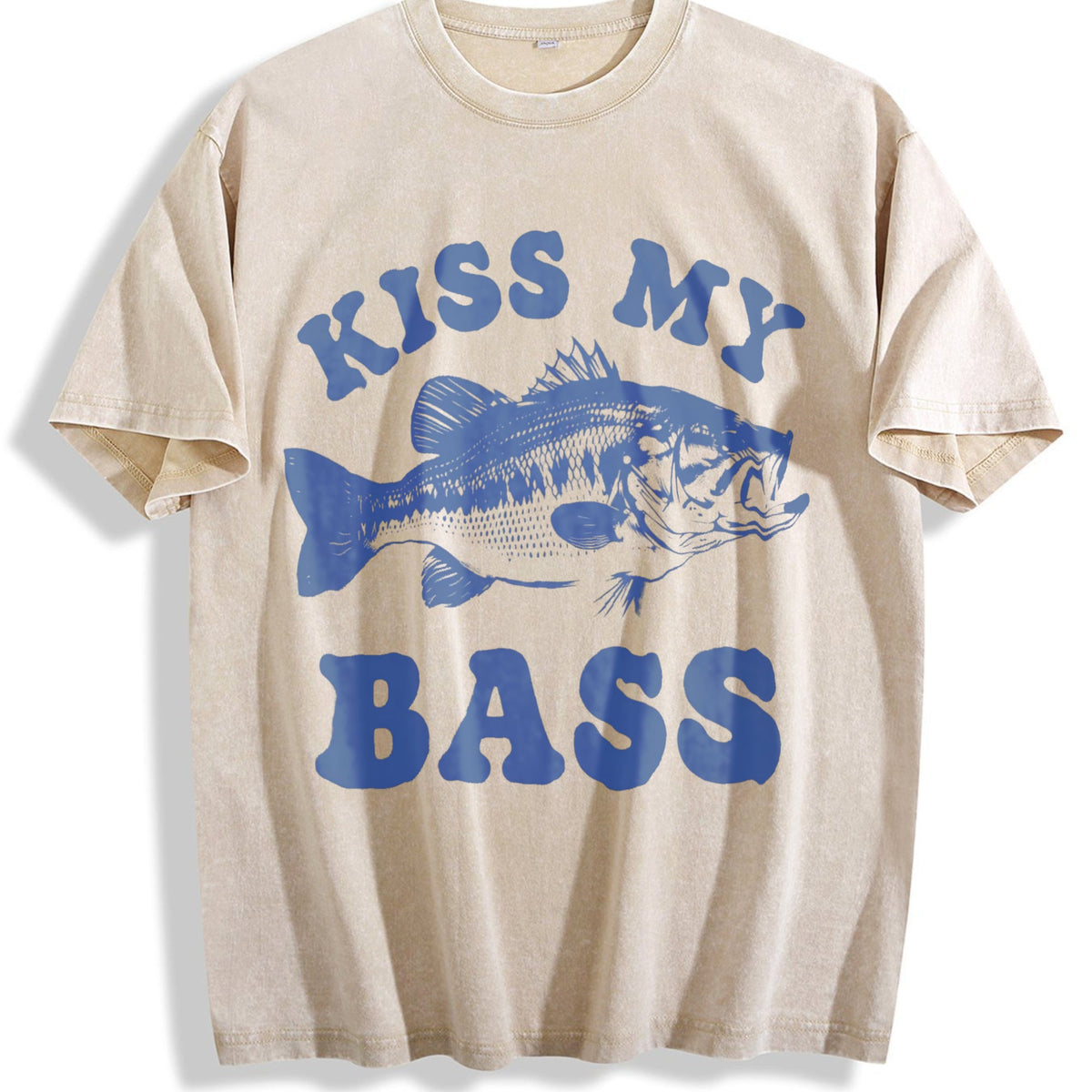 Kiss My Bass Funny Fishing Vintage Washed T-Shirt product image 1