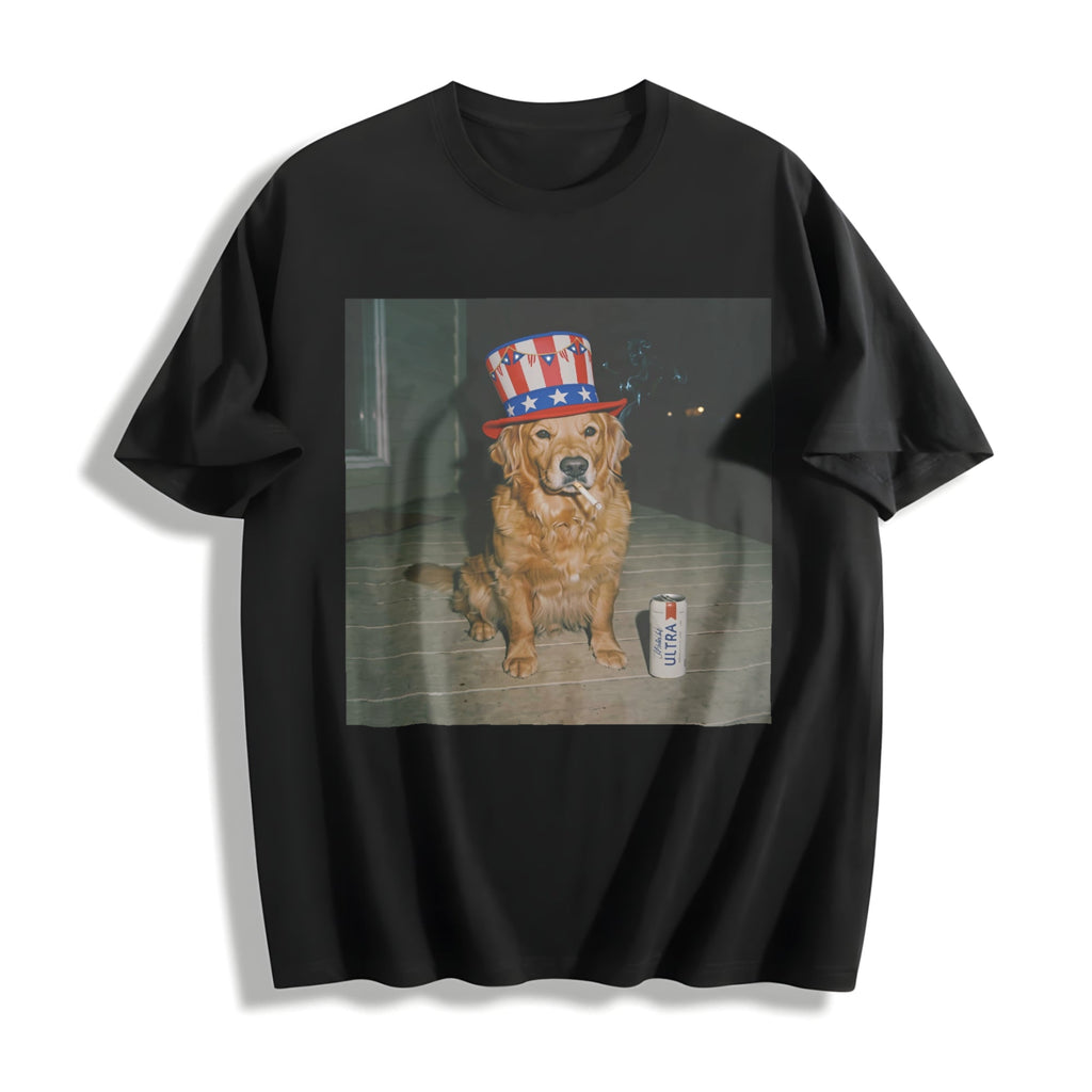 Funny Patriotic Dog Cotton T-Shirt product image 1