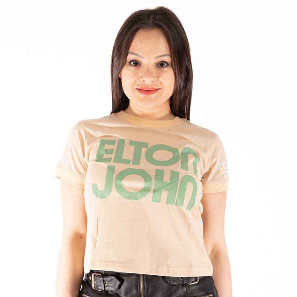 Elton John Retro Text Ringer Crop Top product image 1