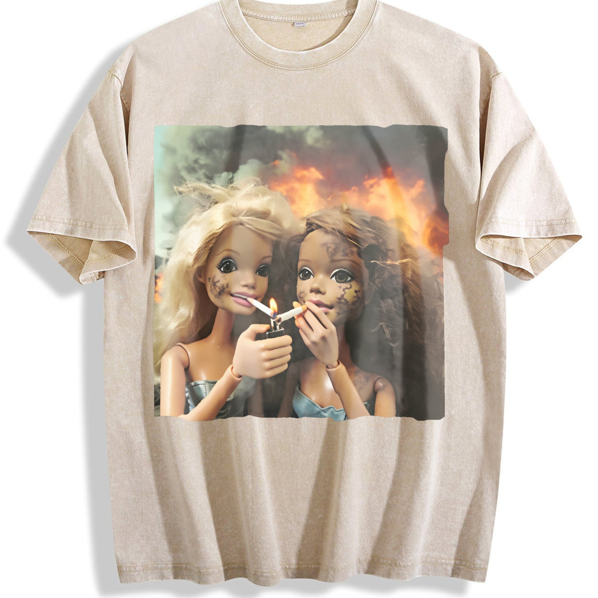 Doll Duo with Flames Vintage Washed T-Shirt product image 1