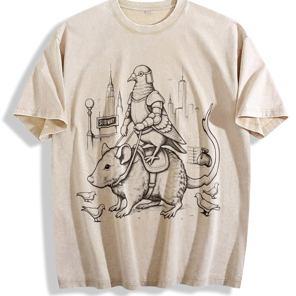 Pigeon Knight Rat Mount : NYC Rider Vintage Washed T-Shirt product image 1