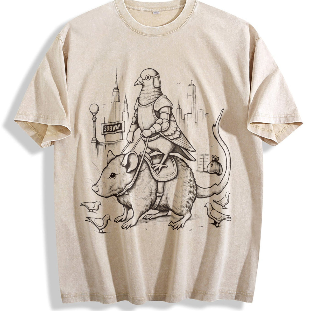 Pigeon Knight Rat Mount : NYC Rider Vintage Washed T-Shirt product image 1