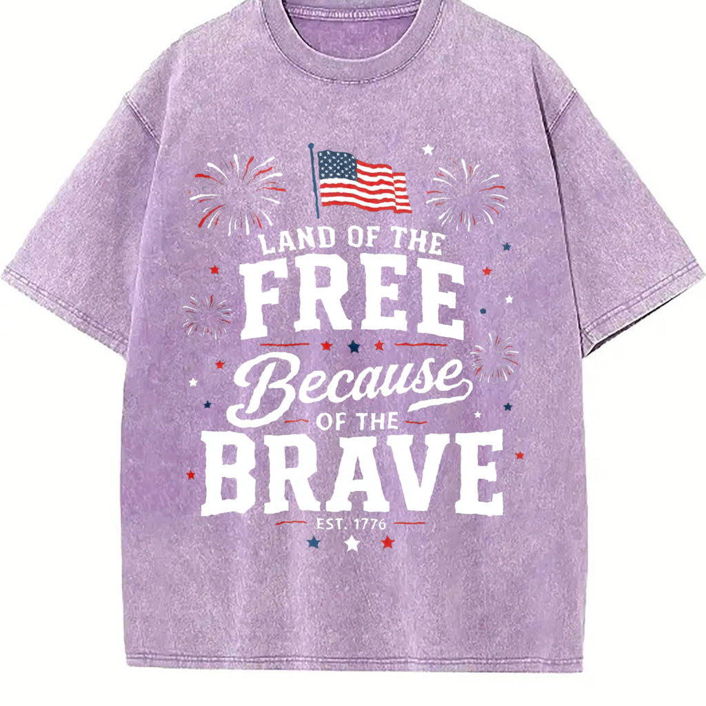 4th Of July - Land Free Because Brave Patriotic Red Vintage product image 6