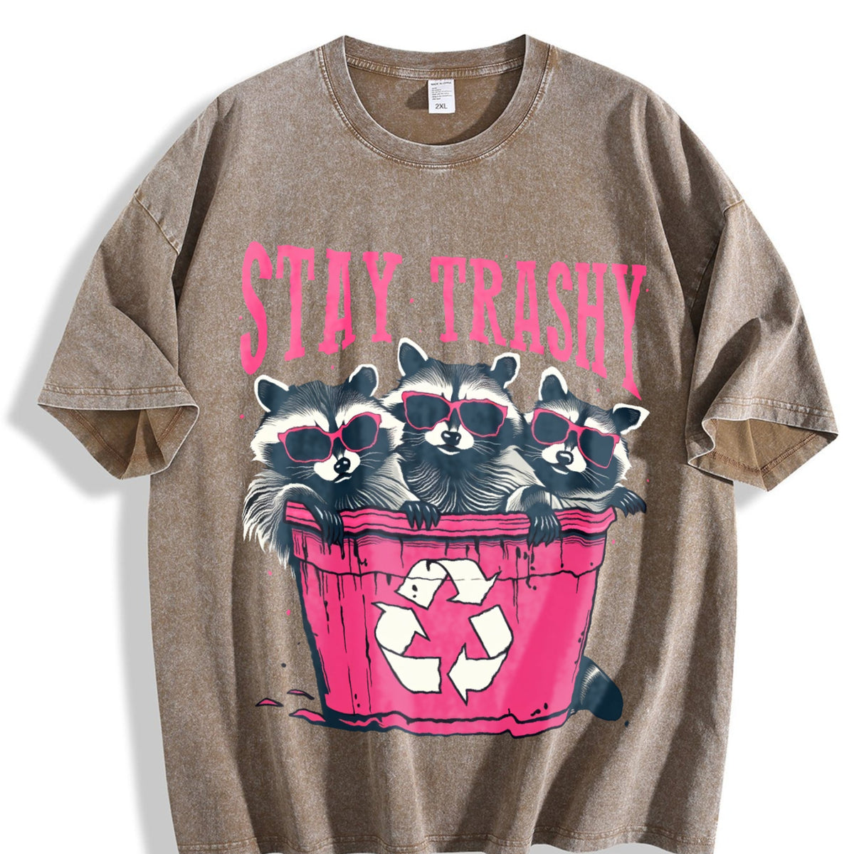 Stay Trashy - Black With Pink Raccoon & Bin Vintage Washed product image 3