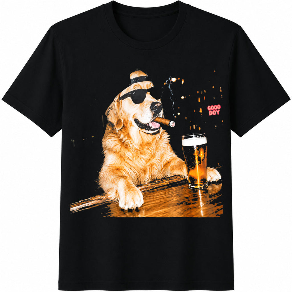 Golden Retriever Drinking Beer Cotton T-Shirt product image 1
