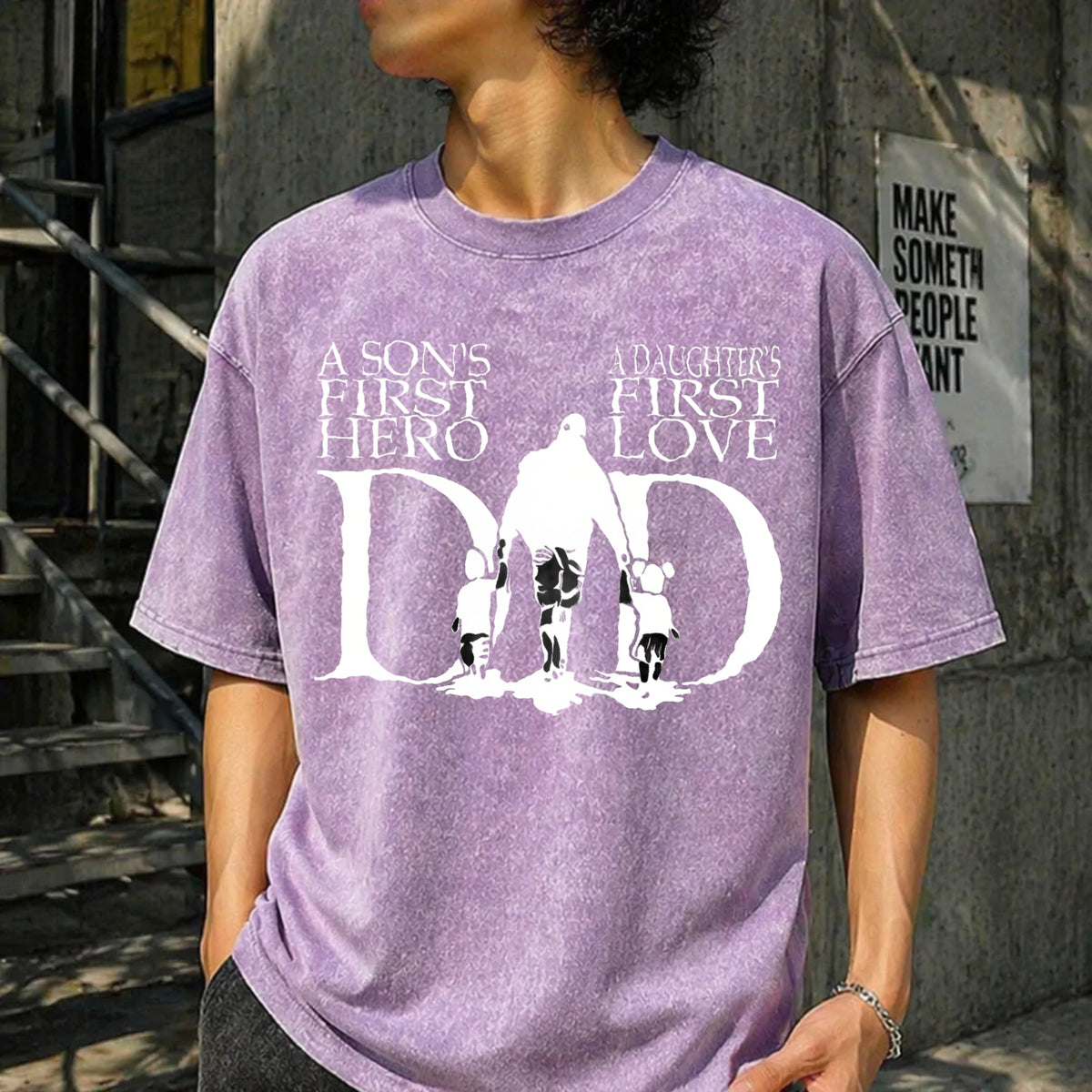 Dad A Son's First Hero A Daughter's Love Vintage Washed product image 13