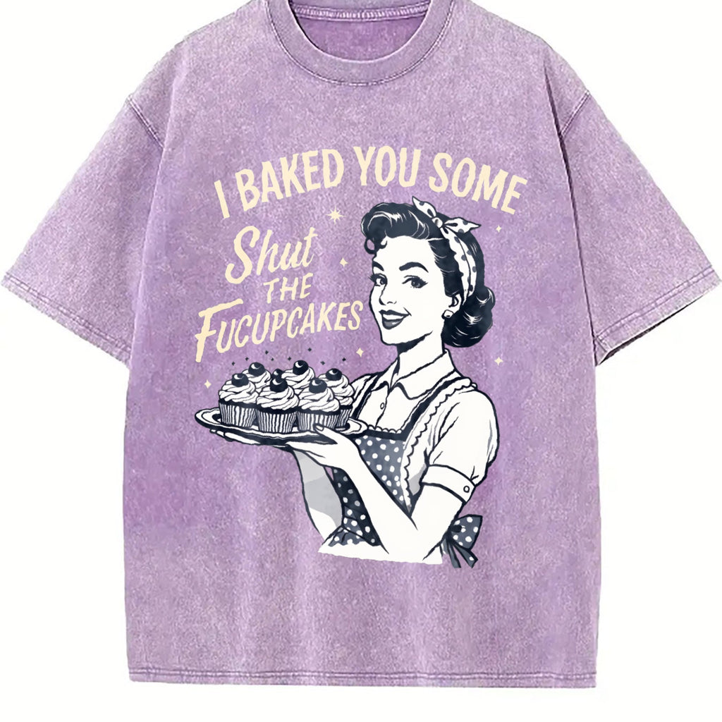Baking : Funny Sarcastic Cupcake Vintage Washed T-Shirt product image 6