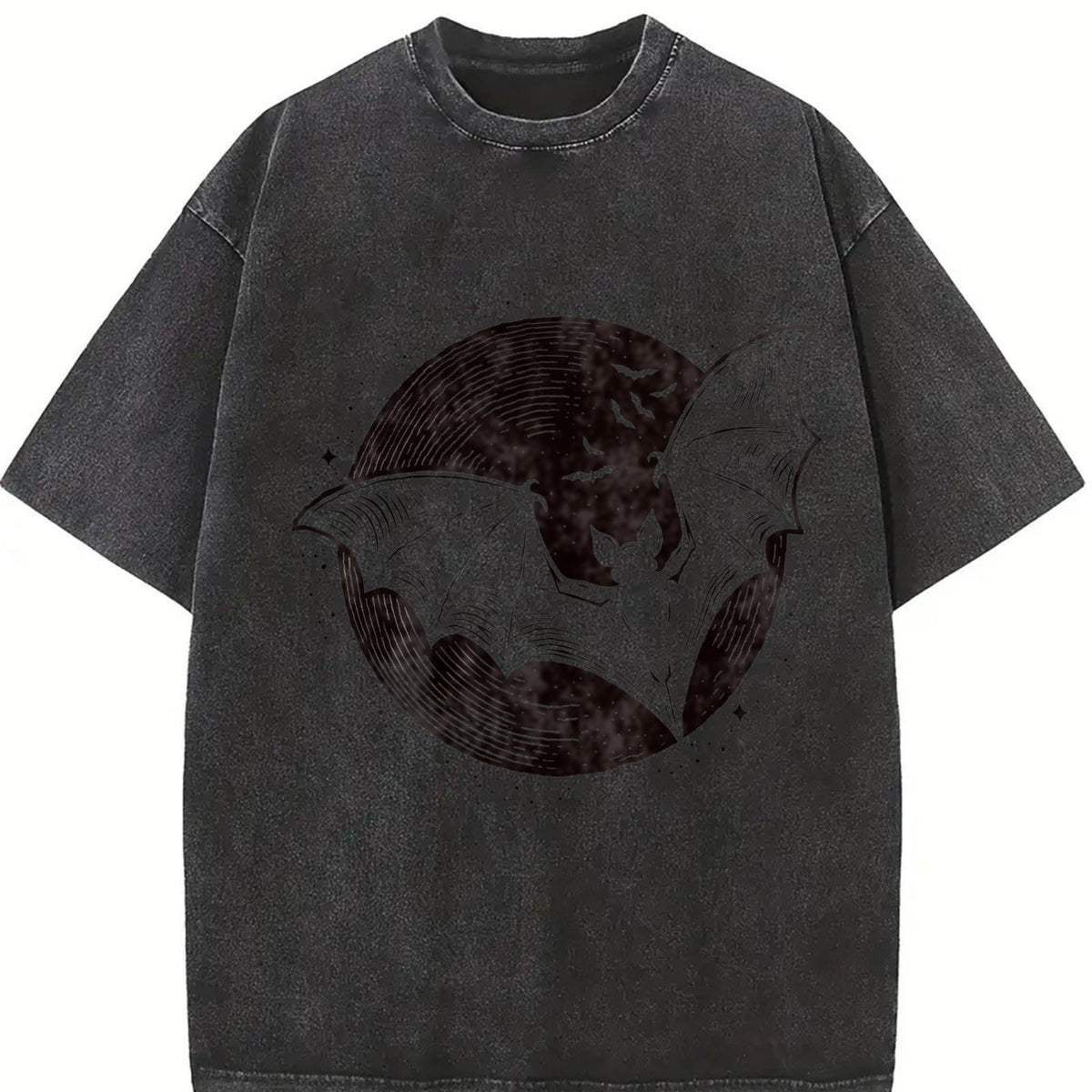 Bats Moon 90s Vintage Washed T-Shirt product image 2