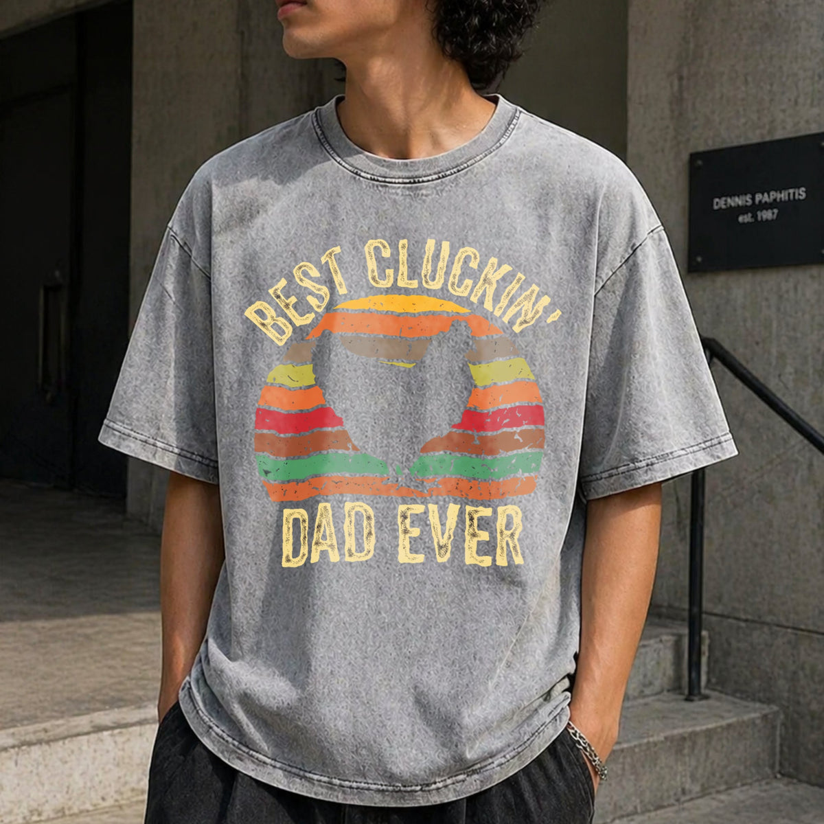 Best Cluckin Dad Ever Vintage Washed T-Shirt product image 5