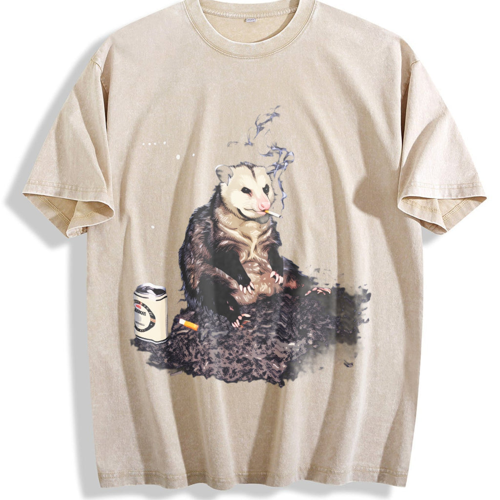 Smoking Opossum Meme Vintage Washed T-Shirt product image 1