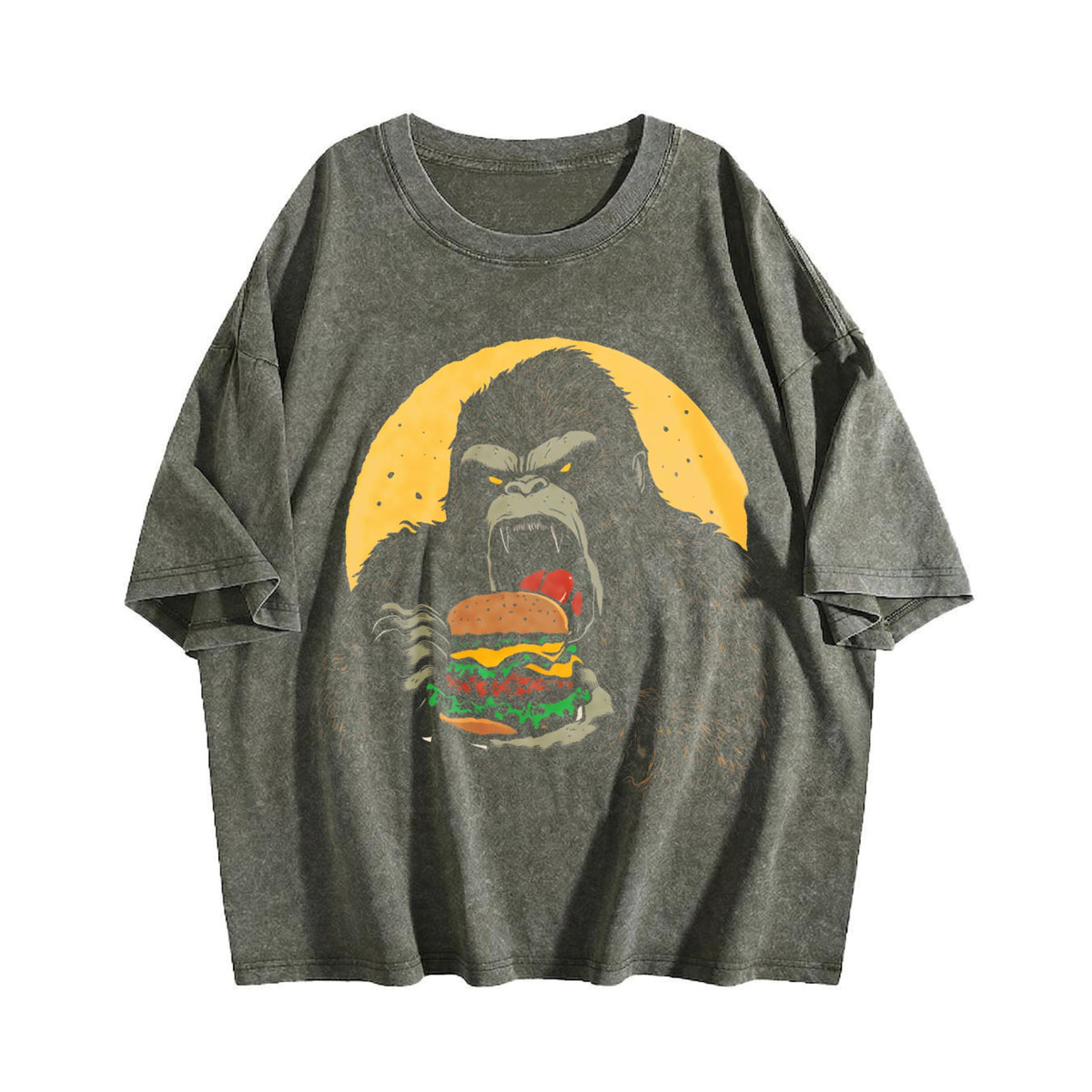 Gorilla Eating Hamburger 90s Vintage Washed T-Shirt product image 4