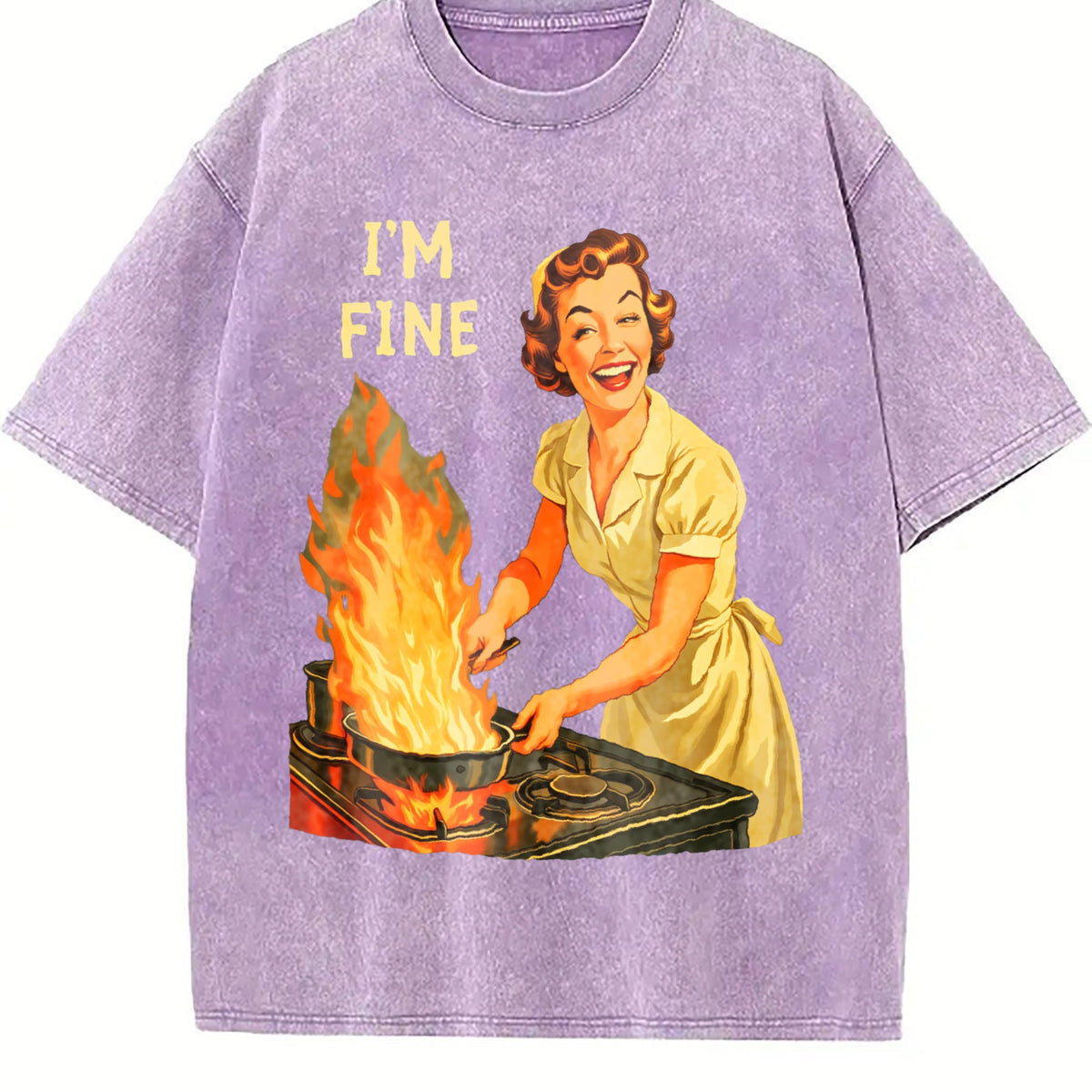 I Am Fine Housewife Vintage Washed T-Shirt product image 6