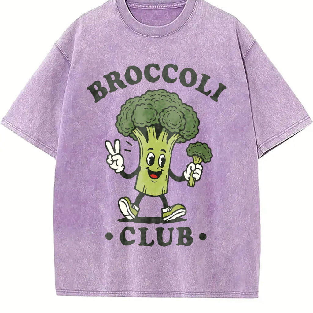 Broccoli Club Funny Veggie Lover Cartoon Vintage Washed product image 6