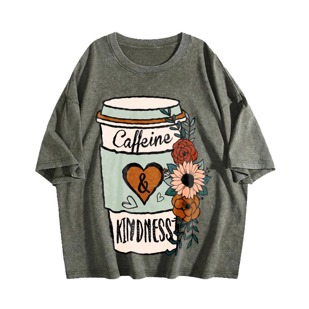 Caffeine And Kindness Vintage Washed T-Shirt product image 4