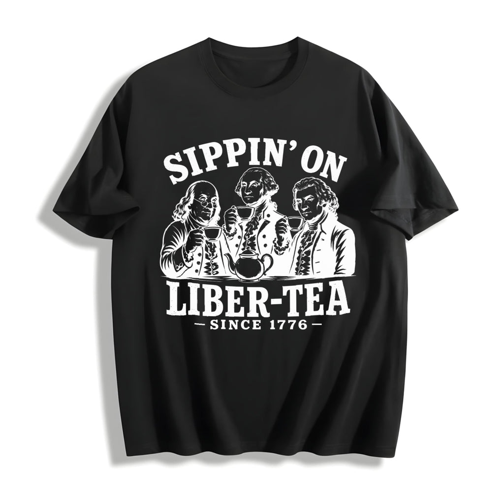 George Washington Sippin On Liber-tea Cotton T-Shirt product image 1