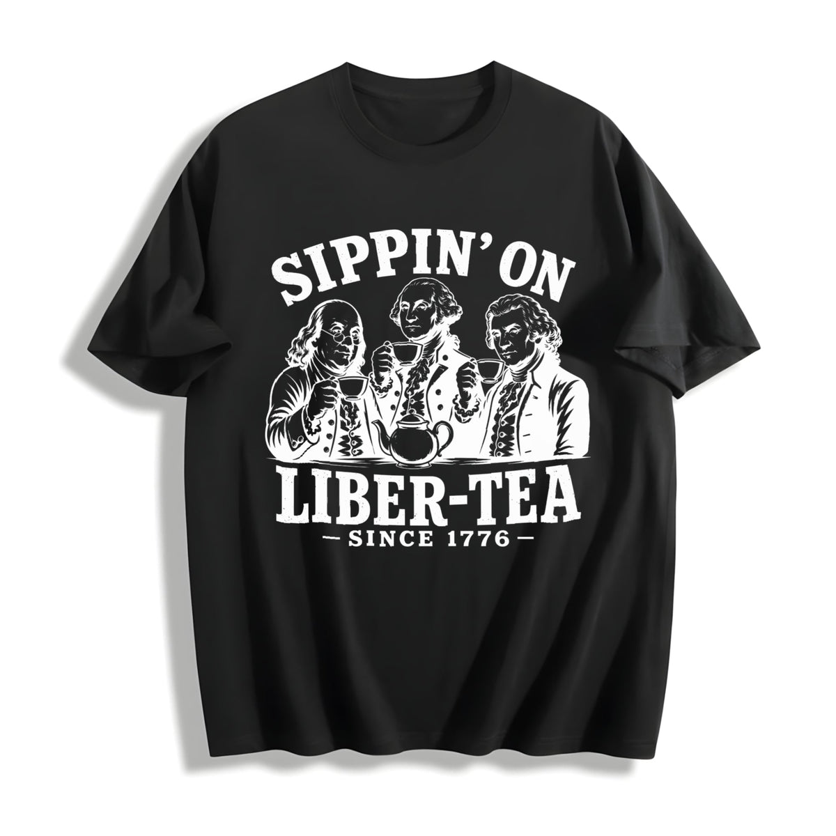 George Washington Sippin On Liber-tea Cotton T-Shirt product image 1