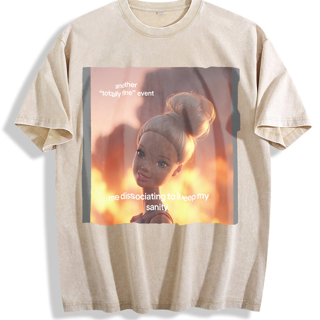 Dissociating to Keep My Sanity Doll Meme Vintage Washed product image 1