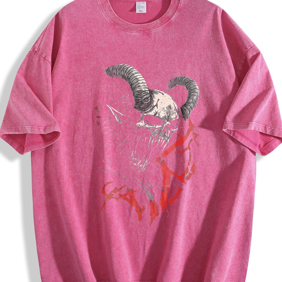 Demon Horned Skull Vintage Washed T-Shirt product image 7