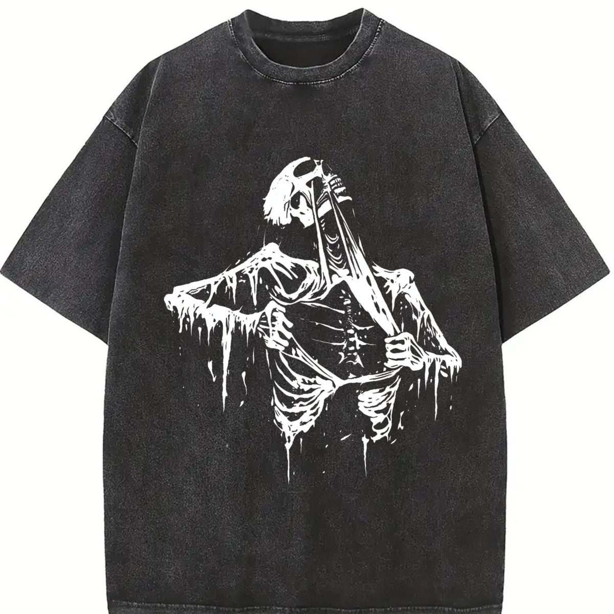 Skeleton Ripping Rip Cage 90s Vintage Washed T-Shirt product image 2