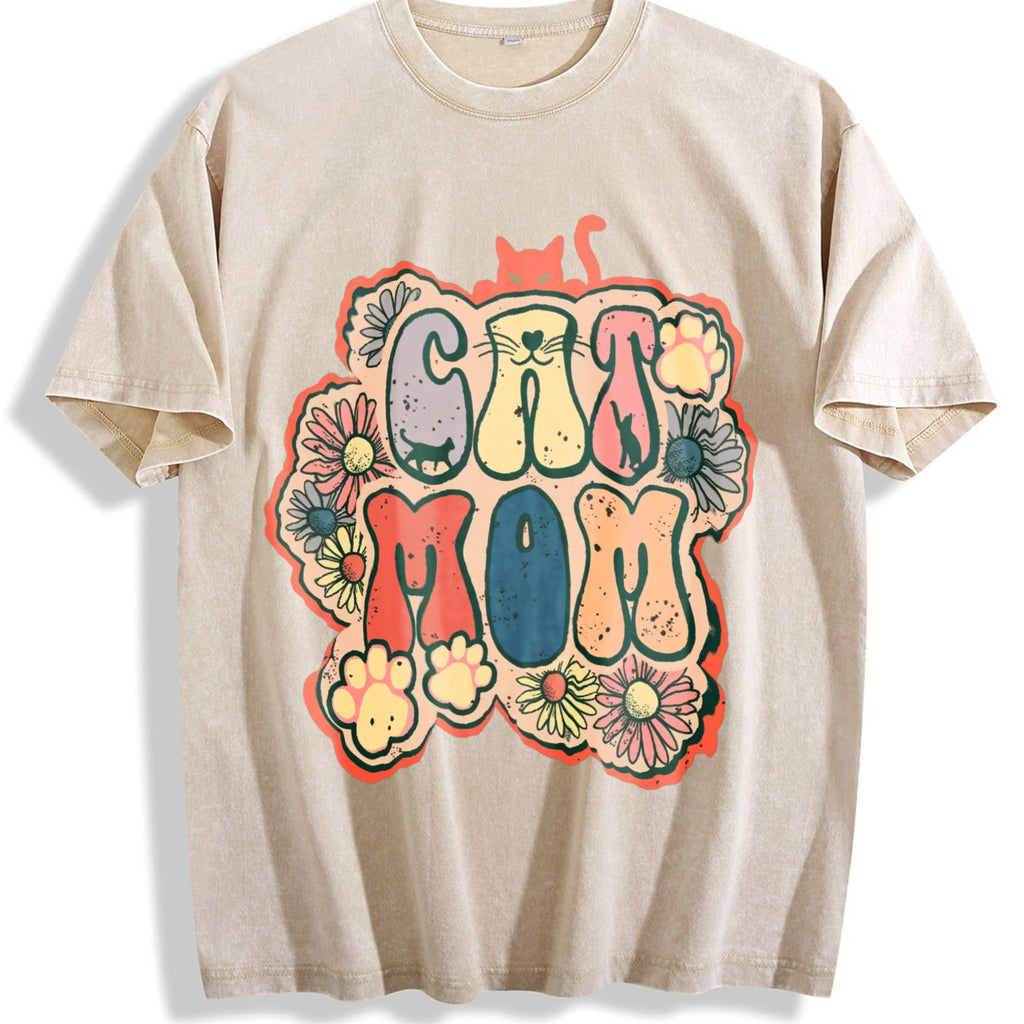 Cat Mom Vintage Washed T-Shirt product image 1