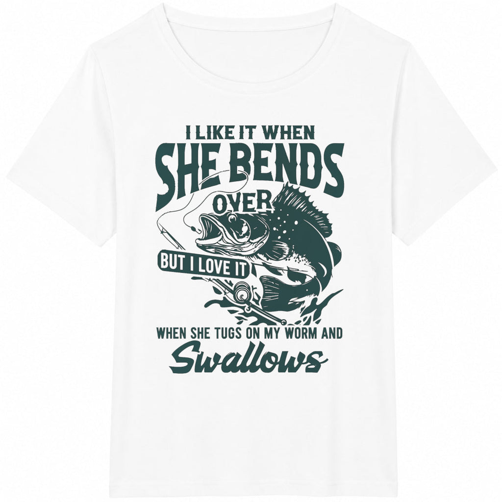 Funny Fishing : I Like When She Bends Over Cotton T-Shirt product image 2