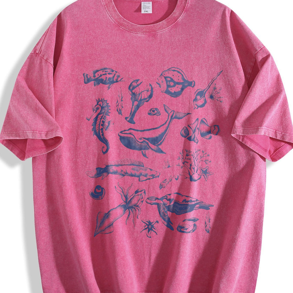 Tattoo Sea Animals 90s Vintage Washed T-Shirt product image 7