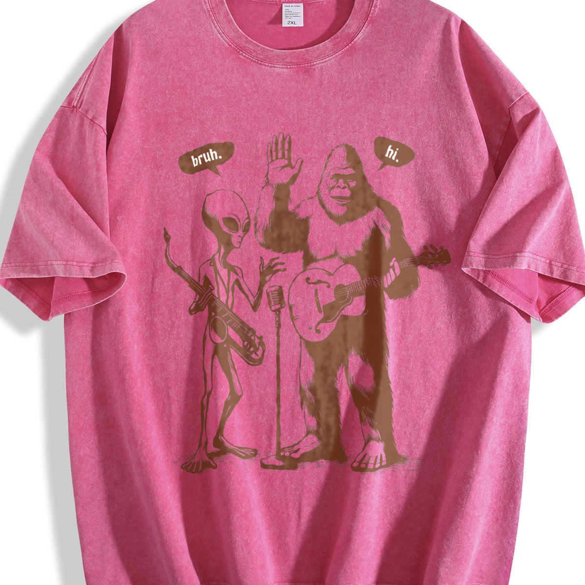 Bigfoot And Alien With Electric Guitar Vintage Washed product image 7