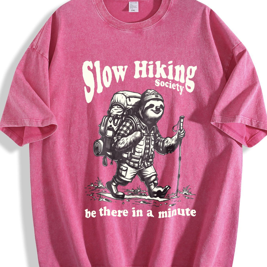 Slow Hiking Society Sloth Hiker Vintage Washed T-Shirt product image 7