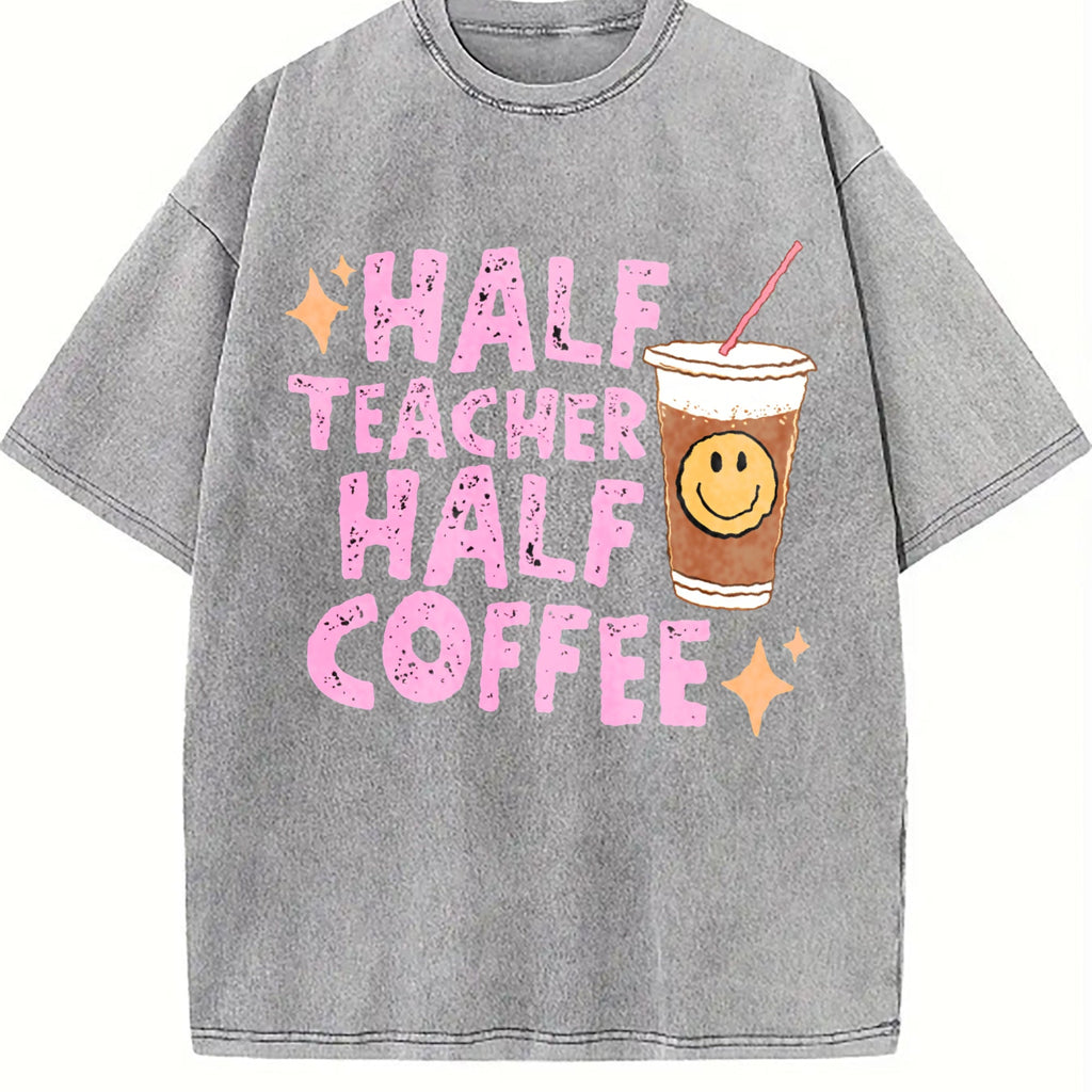 Half Teacher Coffee Vintage Washed T-Shirt product image 5