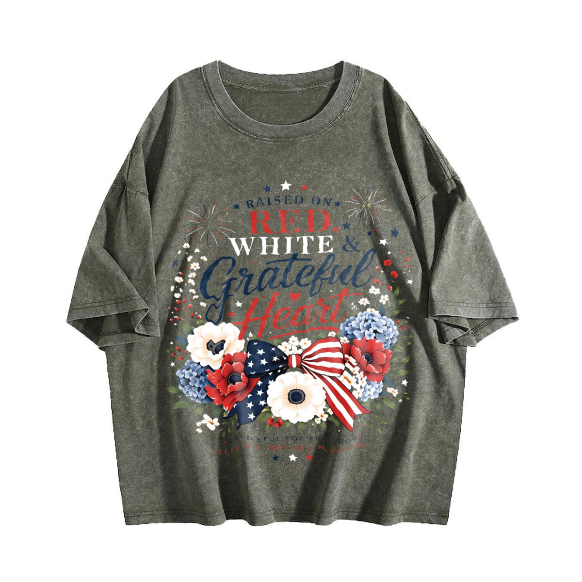 4th Of July - Red White Grateful Heart Floral Patriotic product image 4