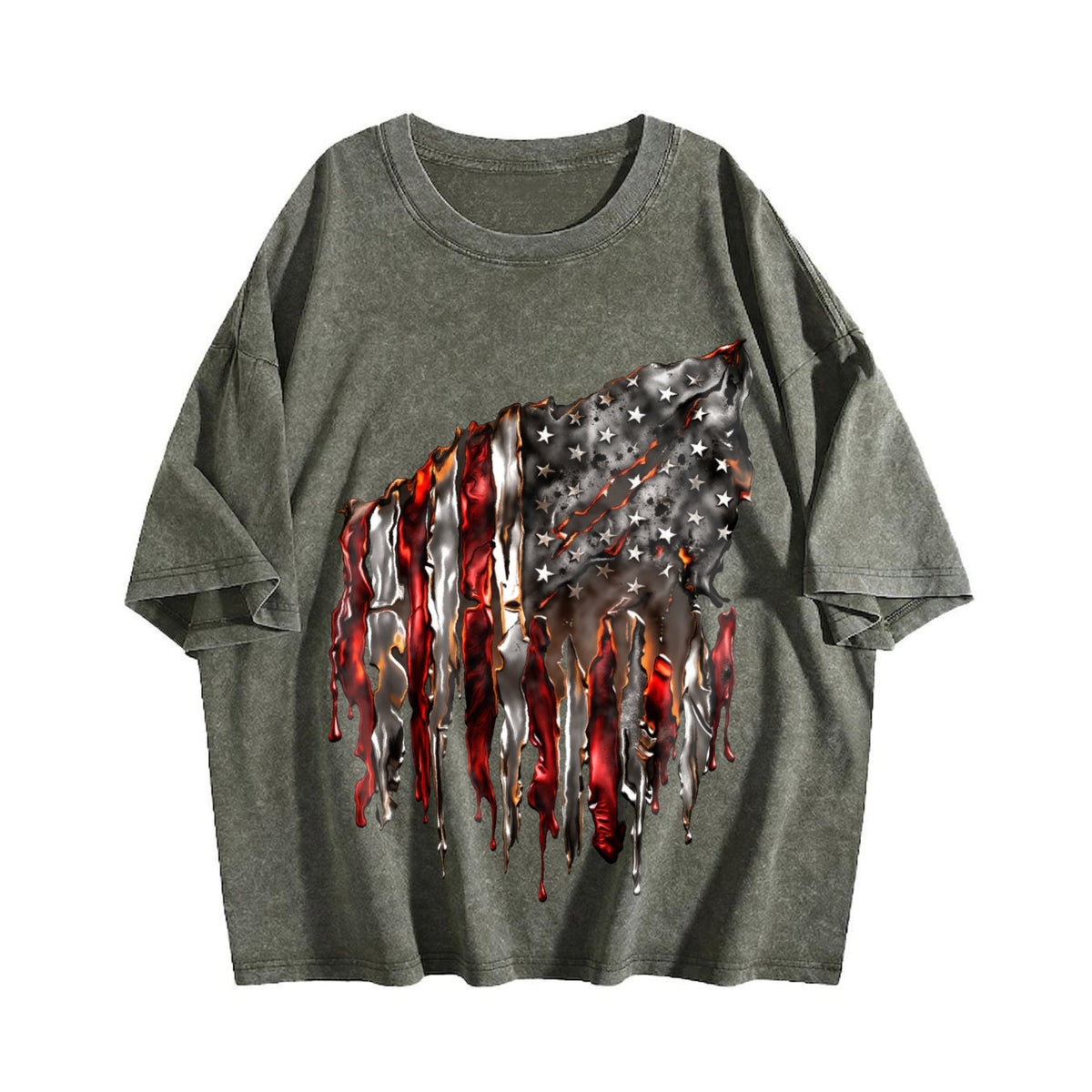 American Flag 100 Y2K Boxy Aesthetic Vintage Washed T-Shirt product image 4